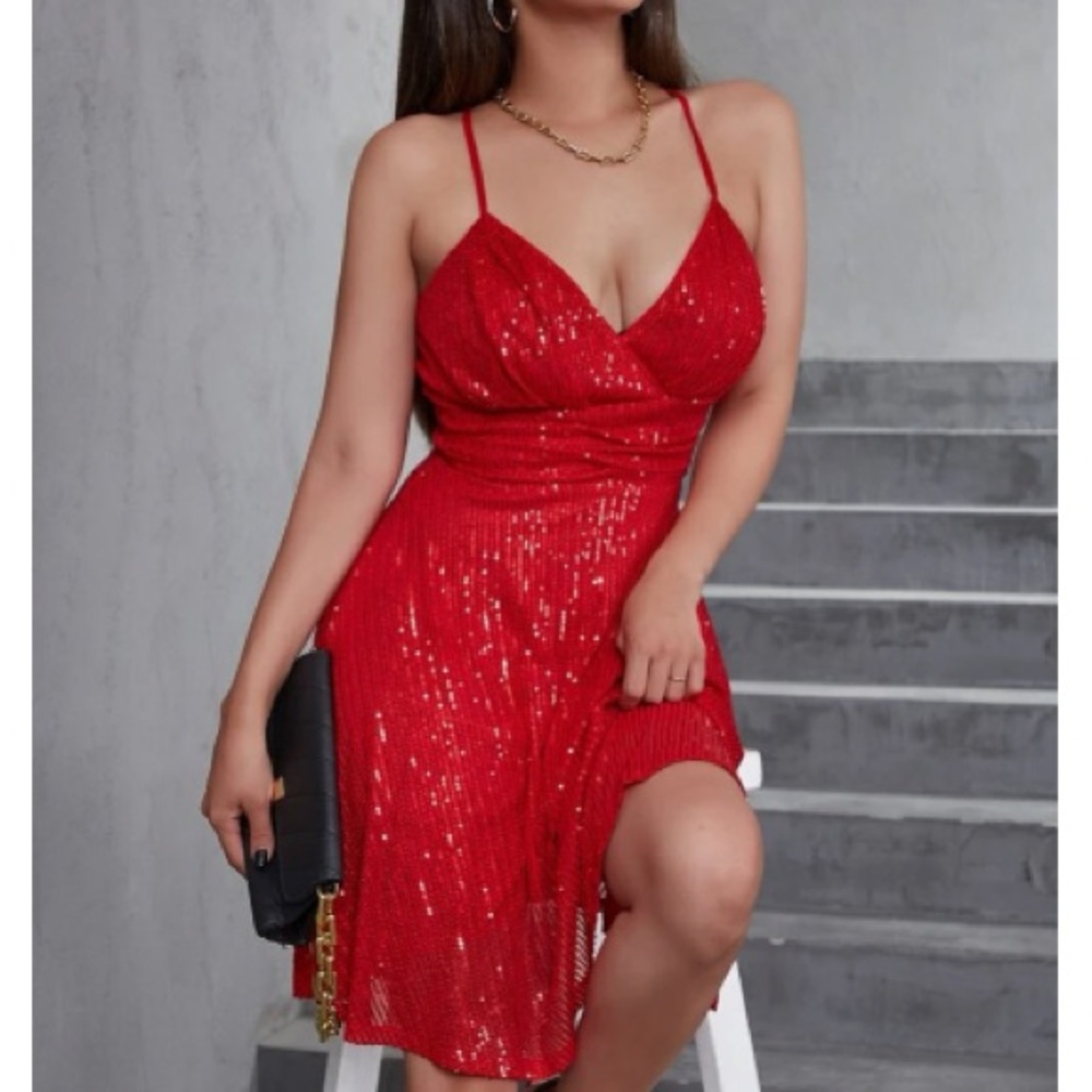 Luxe party holidays sequins mini dress - Picture 2 of 16